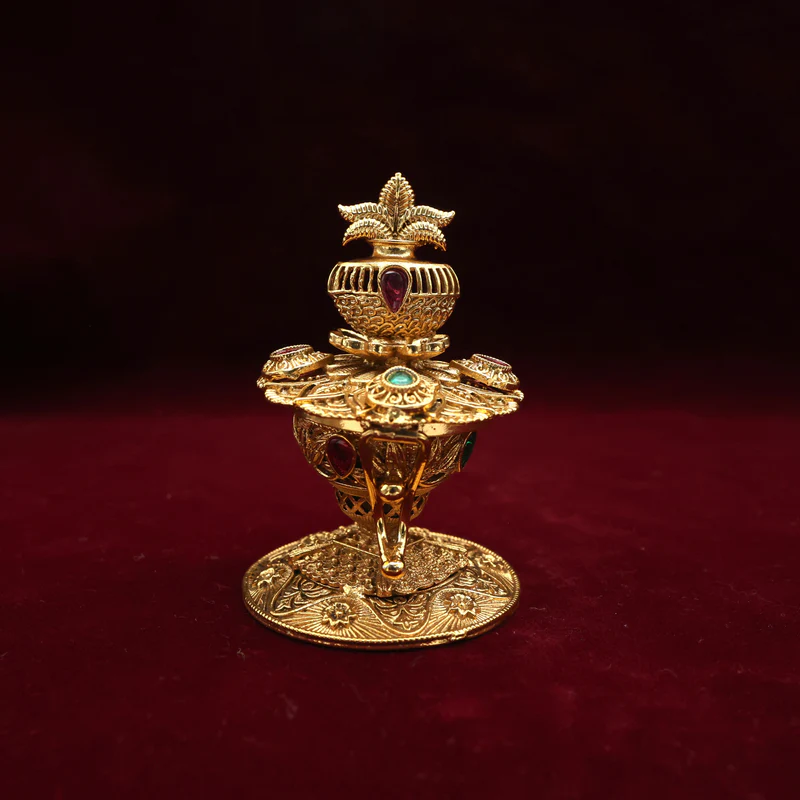 Antique Gold Kalash Kemp Kumkum Box
